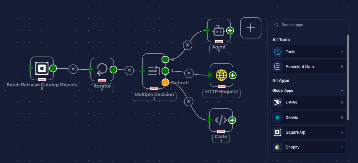 Visual workflow builder
