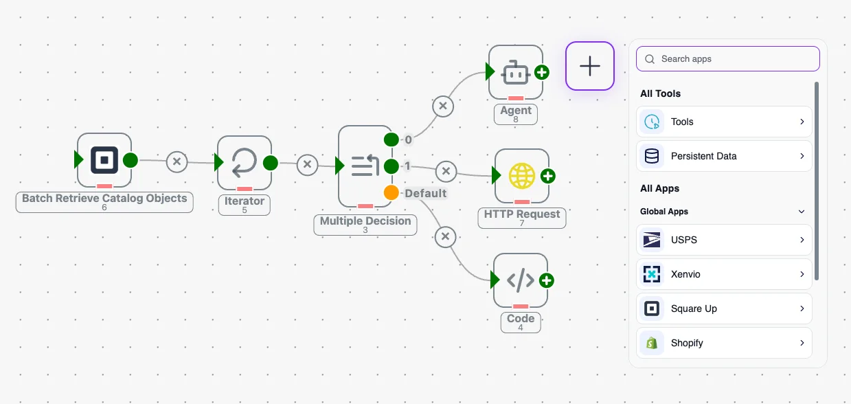 Visual workflow builder